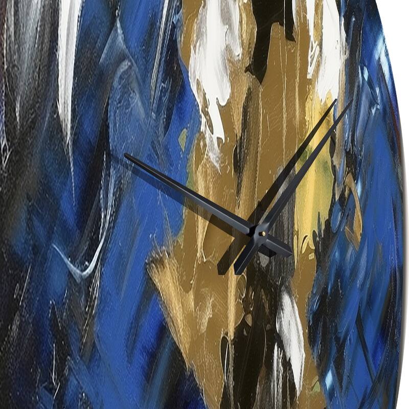 Designart "Deep Knowing Abstract In Royal Blue And Gold I" Abstract Painting Oversized Wall